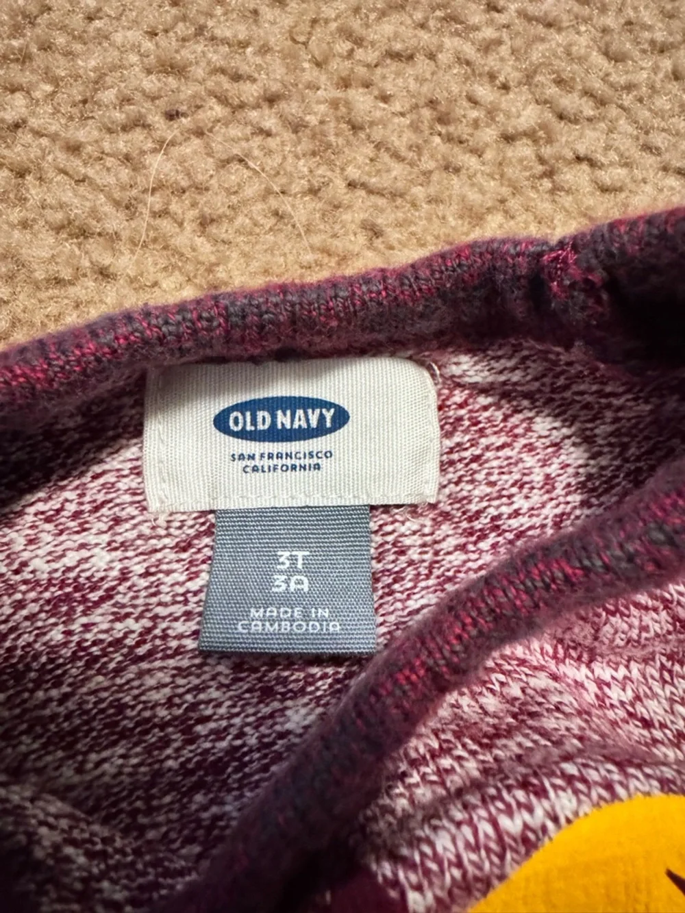 Old Navy Maroon Raglan 'Explore' Sweatshirt with Teal Accent